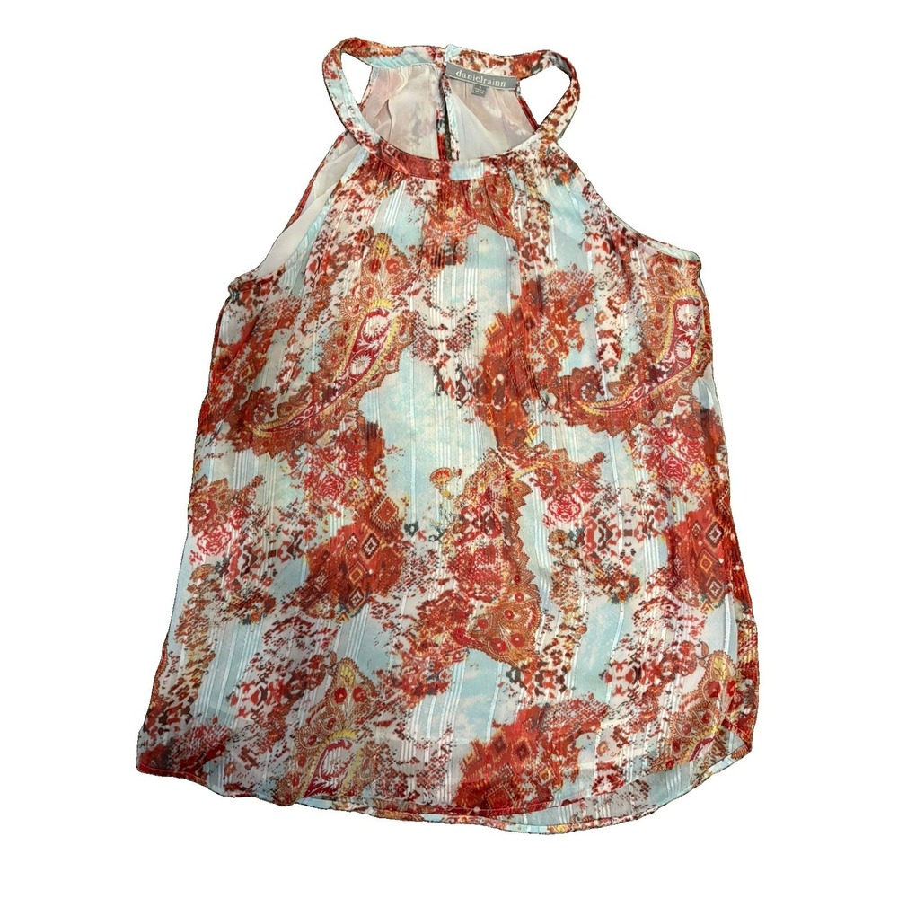 Daniel Rainn Ashlen Halter Blouse Metallic Paisley Multicolor Sleeveless S 0064